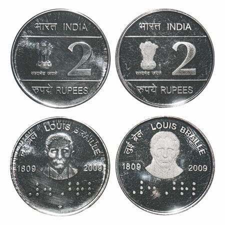 2 Rupees, Proof And Uncirculated (from Broken Set), (2 Coins), (1809-2009), FSS, Louis Bra