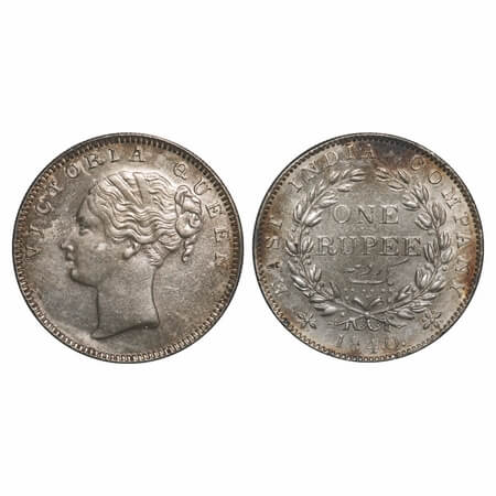 Victoria Queen, Silver, Rupee, 1840, CL, Madras Mint, A/IV, 'S' incused, English Head, Wit