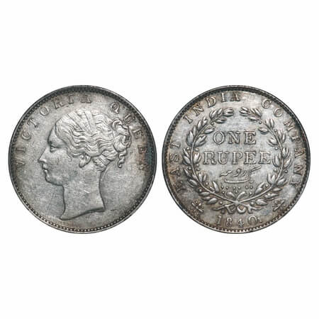 Victoria Queen, Silver, Rupee, 1840, CL, Madras Mint, A/IV, No 'S' only 'V' raised, Englis