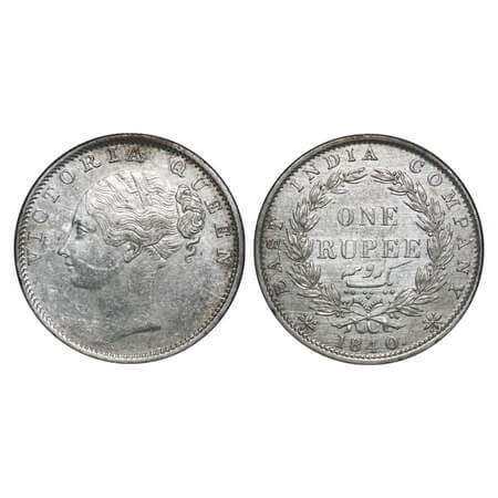 Victoria Queen, Silver, Rupee, 1840, CL, Bombay Mint, C/VI, English Head with completely m