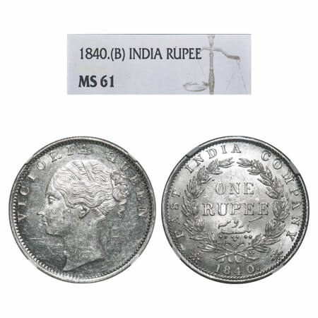 Victoria Queen, Silver, Rupee, 1840, CL, Bombay Mint, C/VI, English Head with completely m