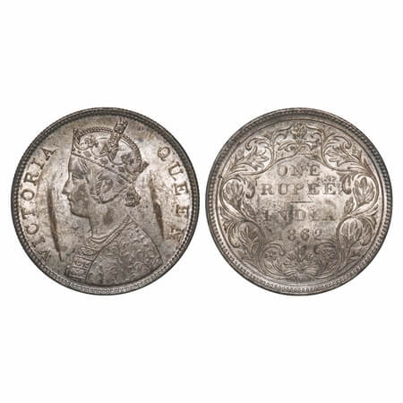 Victoria Queen, Silver, Rupee, 1862, Bombay Mint, B/II/2/0, Ghost on Rev. F. Prid 71. GK 2