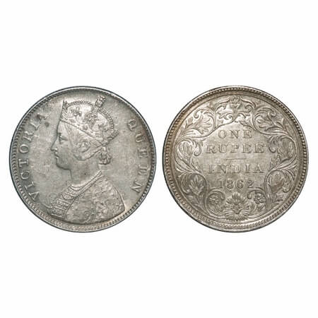 Victoria Queen, Silver, Rupee, 1862, Bombay Mint, B/II/3/0. F. Prid Unlisted. GK 293. Extr