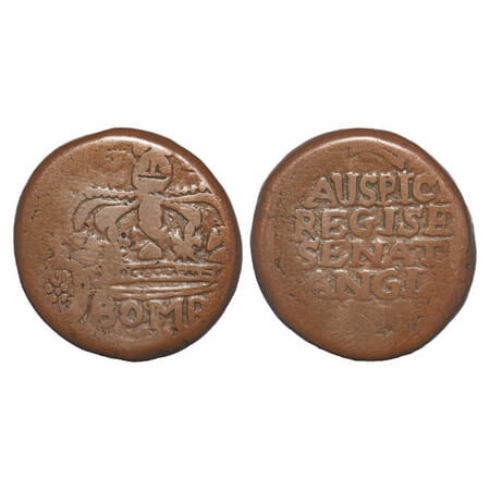 Bombay Presidency, Copper 2 Pice, 17.45g, (1728-1749 AD issues), (1830), Obv: Large Crown,