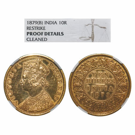 Victoria Empress, Gold, 10 Rupees, 1879, Bombay Mint, Obv: Crowned and Robed bust, Rev 10 