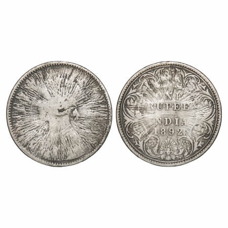 Victoria Empress, Silver, Rupee, Error, Sun Burst Error. Very Fine. Very Scarce.