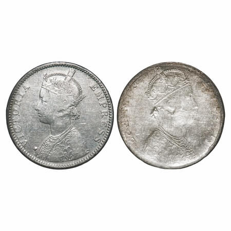 Victoria Empress, Silver, Rupee, Error, Obv Lakhi/Brockage. Very Fine. Very Rare.