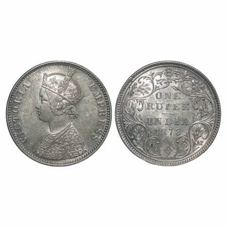 Victoria Empress, Silver, Rupee, 1878, Bombay Mint, A3/II(i), Dot. F. Prid 151. GK 451. Un