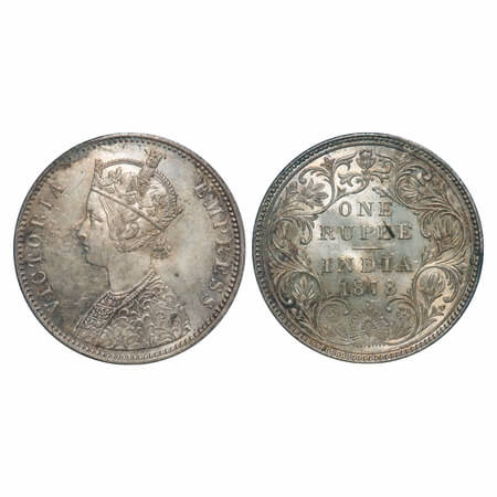 Victoria Empress, Silver, Rupee, 1878, Bombay Mint, A3/II(i), Dot. F. Prid 151. GK 451. Ab