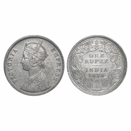 Victoria Empress, Silver, Rupee, 1879, Calcutta Mint, A1/I, 'C' incused, Flat 1. F. Prid 1