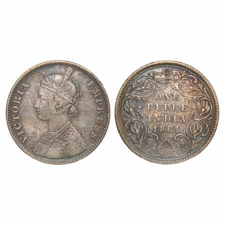 Victoria Empress, Silver, Rupee, 1881, Bombay Mint, A3/II(iv), Dot. F. Prid 157. GK 469. V