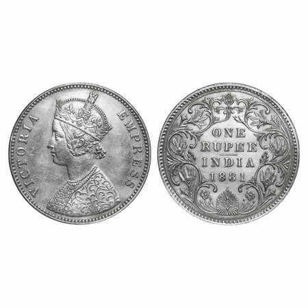 Victoria Empress, Silver, Rupee, 1881, Bombay Mint, A3/II(iv), Dot. F. Prid 157. GK 469. A