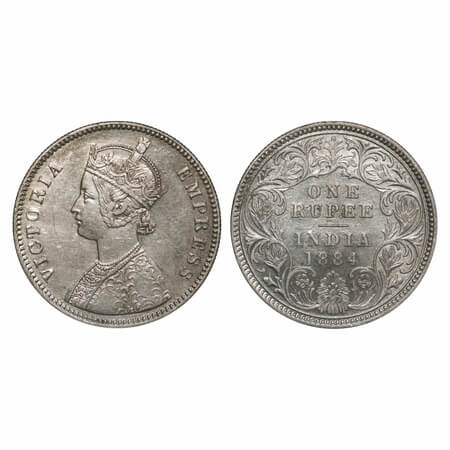 Victoria Empress, Silver, Rupee, 1884, Calcutta Mint, A1/I, 'C' incused, Flat 1. F. Prid 1