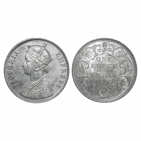 Victoria Empress, Silver, Rupee, 1885, Bombay Mint, A3/II(i), 'B' raised, Top stroke of nu