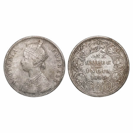 Victoria Empress, Silver, Rupee, 1885, Bombay Mint, A3/II(i), 'B' raised in top and bottom