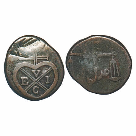 Bombay Presidency, Copper Pice, 10.20g, date unseen, Obv: Arms of East India Company, Rev: