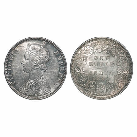 Victoria Empress, Silver, Rupee, 1889, Bombay Mint, C2/I, 'B' incused. F. Prid 177. GK 564