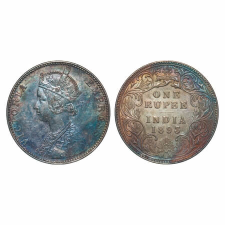 Victoria Empress, Silver, Rupee, 1893, Bombay Mint, C2/I(ii), 'B' incused. F. Prid 182. GK