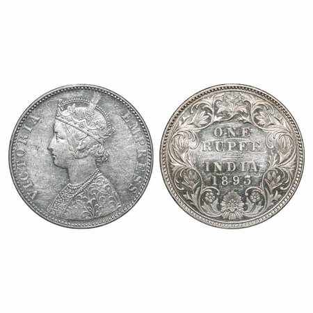 Victoria Empress, Silver, Rupee, 1893, Bombay Mint, C2/I(ii), 'B' incused. F. Prid 182. GK