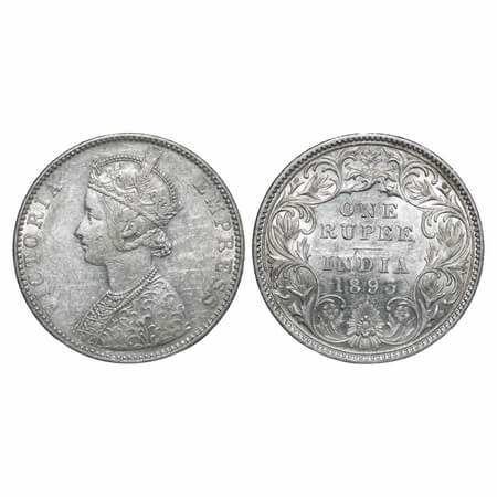 Victoria Empress, Silver, Rupee, 1893, Bombay Mint, C2/I(ii), 'B' incused. F. Prid 182. GK