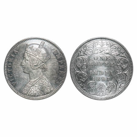 Victoria Empress, Silver, Rupee, 1897, Calcutta Mint, C3/I(i), 'C' incused. F. Prid 136. G
