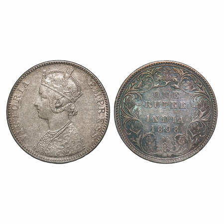 Victoria Empress, Silver, Rupee, 1898, Bombay Mint, C2/I(ii), 'B' incused. F. Prid 184. GK