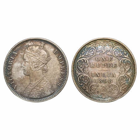 Victoria Empress, Silver, Rupee, 1898, Calcutta Mint, C3/I(i), 'C' incused. F. Prid 137. G