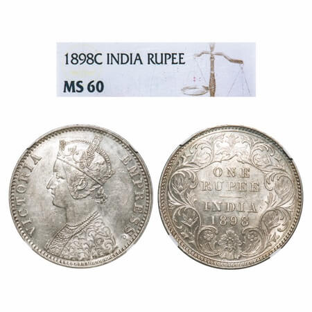 Victoria Empress, Silver, Rupee, 1898, Calcutta Mint, C3/I(i), 'C' incused. F. Prid 137. G