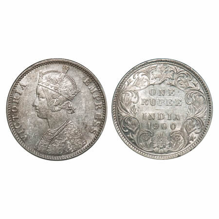 Victoria Empress, Silver, Rupee, 1900, Bombay Mint, A3(i)/I(ii), 'B' incused, B incused is