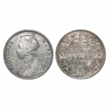 Victoria Empress, Silver, Rupee, 1900, Bombay Mint, A3(i)/I(ii), 'B' incused, Flat 1. F. P