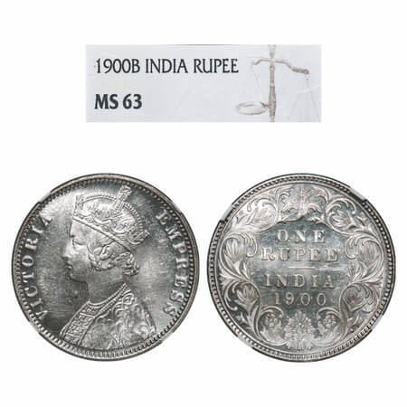 Victoria Empress, Silver, Rupee, 1900, Bombay Mint, A3(i)/I(ii), 'B' incused. F. Prid 186.