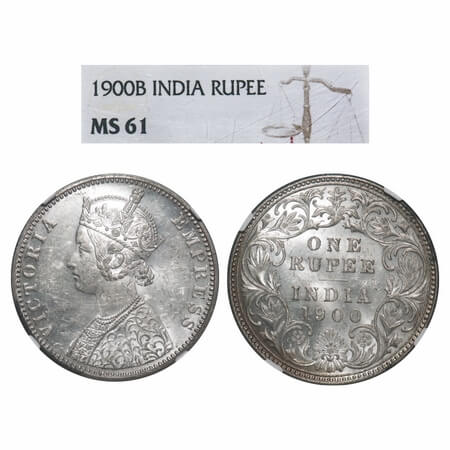 Victoria Empress, Silver, Rupee, 1900, Bombay Mint, A3(i)/I(ii), 'B' incused. F. Prid 186.