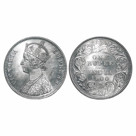 Victoria Empress, Silver, Rupee, 1900, Calcutta Mint, C3/I(i), 'C' incused. F. Prid 138. G