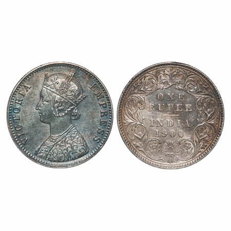 Victoria Empress, Silver, Rupee, 1900, Calcutta Mint, C3/I(i), 'C' incused. F. Prid 138. G
