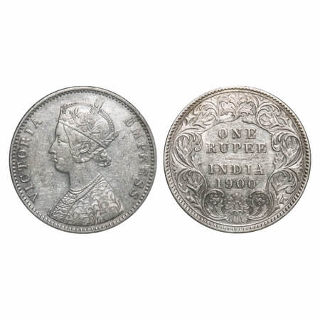 Victoria Empress, Silver, Rupee, 1900, Calcutta Mint, C3/I(i), 'C' incused. F. Prid 138. G