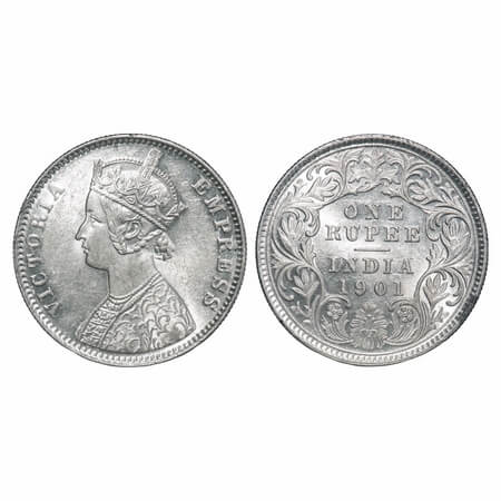 Victoria Empress, Silver, Rupee, 1901, Calcutta Mint, C3/I(i), 'C' incused. F. Prid 139. G