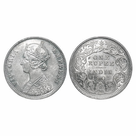 Victoria Empress, Silver, Rupee, 1901, Calcutta Mint, C3/I(i), 'C' incused. F. Prid 139. G
