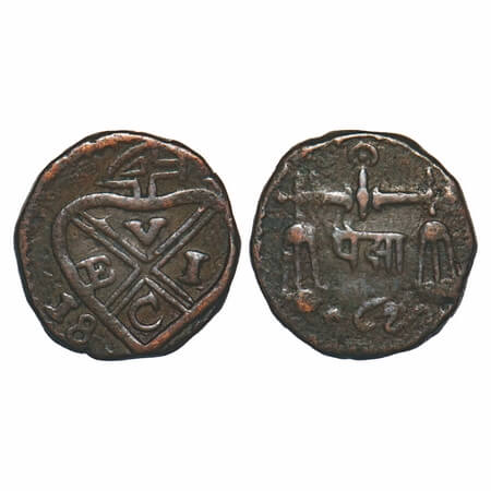 Bombay Presidency, Copper Pice, 6.92g, 1821 AD. Bankot Mint, Obv: Bale Mark with date belo