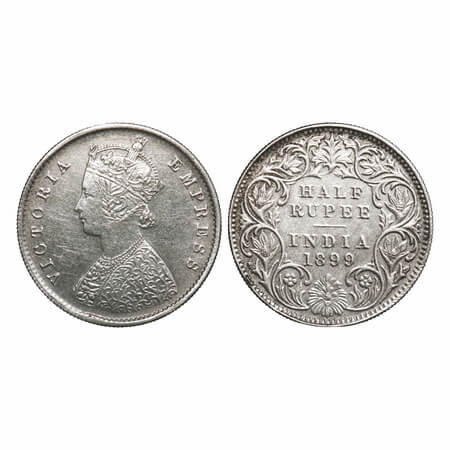 Victoria Empress, Silver, Half Rupee, 1899, Calcutta Mint, A/I, 'C' incused. F. Prid 282. 