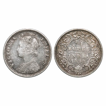 Victoria Empress, Silver, 1/4 Rupee, 1898, Bombay Mint, C(i)/I, 'B' incused. F. Prid 431. 