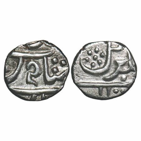 Bombay Presidency Malabar Coast, Silver 1/5 Rupee, 1.93g, (1762/3-1780 AD Issue), Mumbai M