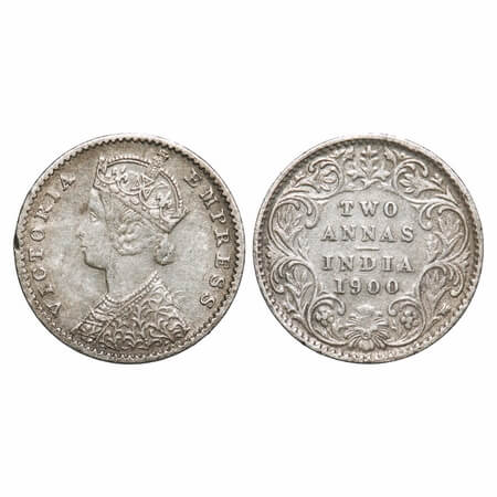 Victoria Empress, Silver, 2 Annas, 1900, Calcutta Mint, B/II, 'C' incused, Nick on Obv rim