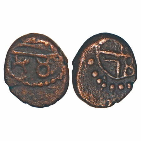 Madras Presidency, Copper Great Cash, 0.82g, (1678-1680 AD Issues), (16)78 AD First issue.
