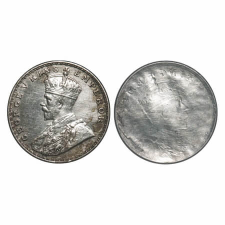 George V, Silver, Rupee, Error, Obv Lakhi/Brockage. Extremely Fine. Rare.