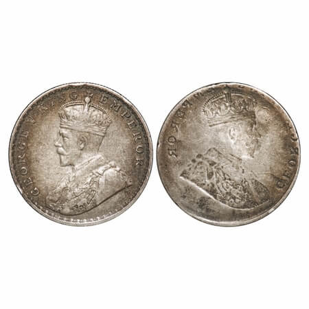 George V, Silver, Rupee, Error, Obv Lakhi/Brockage (shifted). Very Fine+. Very Rare.