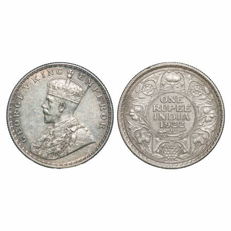 George V, Silver, Rupee, 1922, Bombay Mint, Dot. F. Prid 228. GK 1044. Extremely Fine. Ver