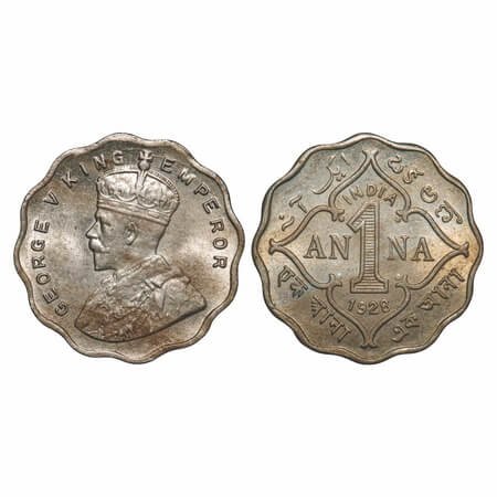 George V, Copper-Nickel, 1 Anna, 1928, Calcutta Mint, No dot. F. Prid 934. GK 1161. Brilli