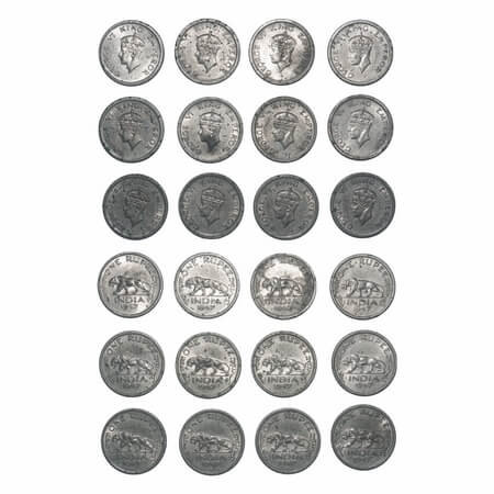 George VI, Nickel, Rupee, 1947, ( Lot of 12 coins), Bombay Mint, E/IV, Diamond, Security e