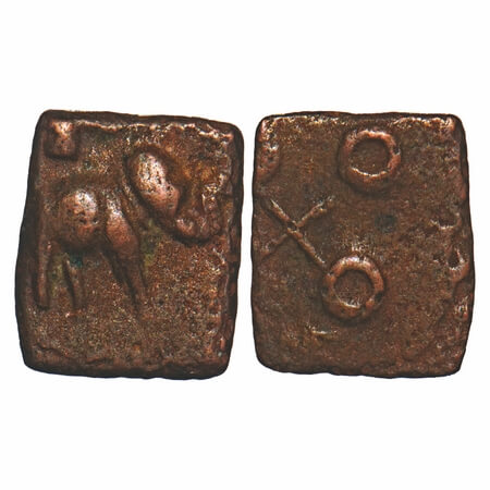 Satavahanas, Uninscribed type, Vidarbha region, Copper Fraction, 0.54g, 9.50x7.93mm, Obv: 