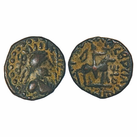 Kushanas, Soter Megas alias WimaTakto (c. 90-113 AD), Copper ¼ Drachma, 2.05g, 13.34x12.51